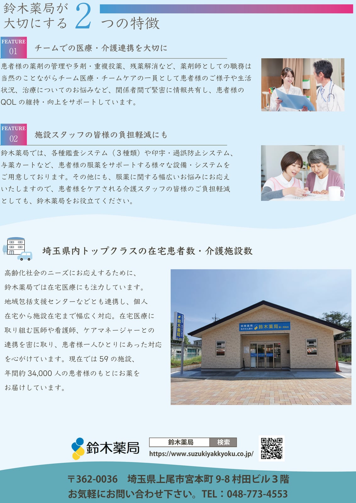 薬局のサービス案内チラシ（裏）