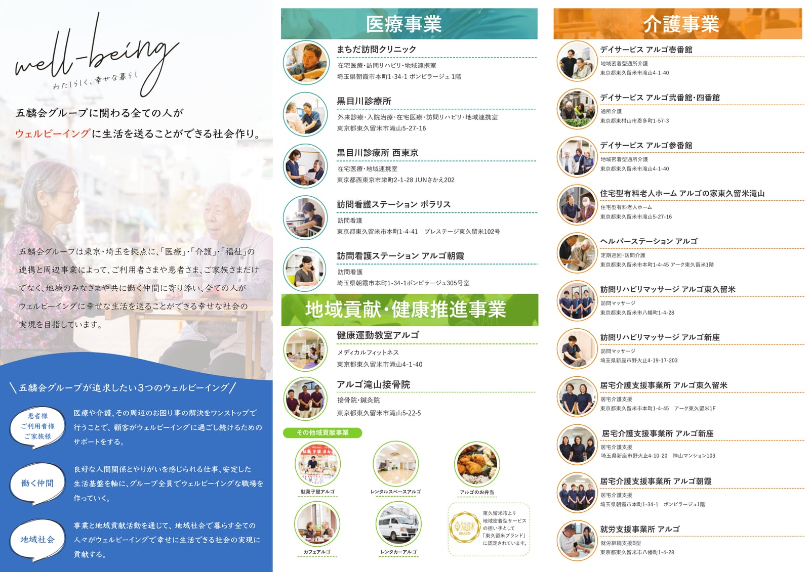 医療・介護の三つ折りパンフレット（中）